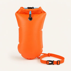 High-visibility orange safety tow float with waist belt