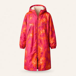 Sherpa-lined waterproof changing robe — front view
