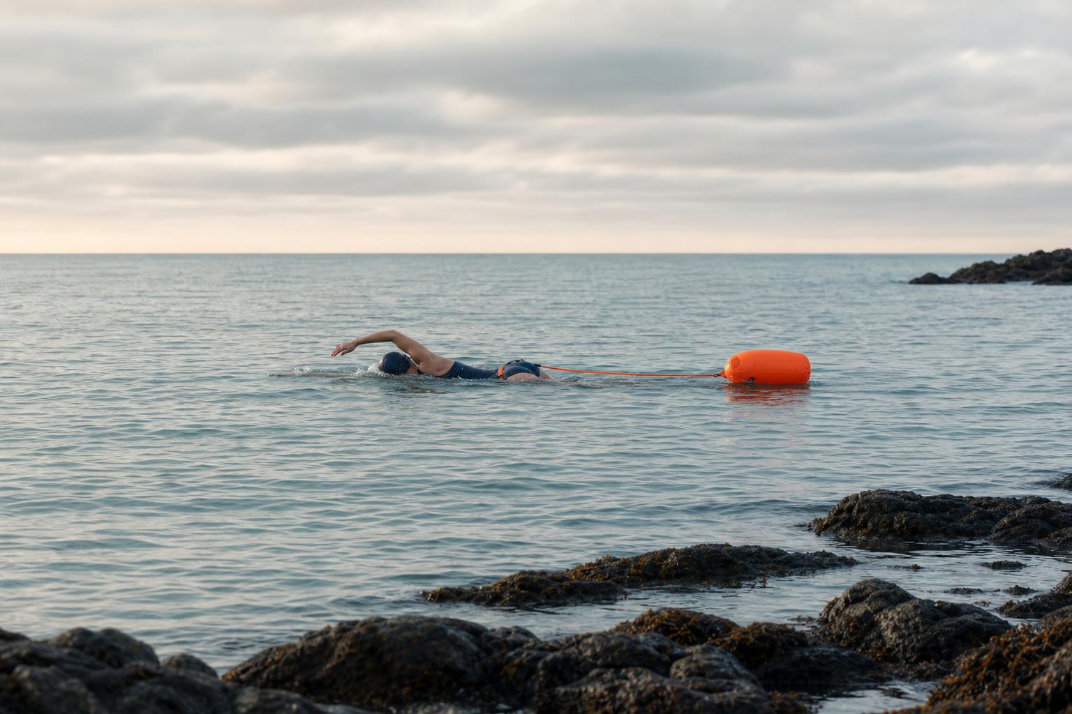 The safety tow float, in the water
